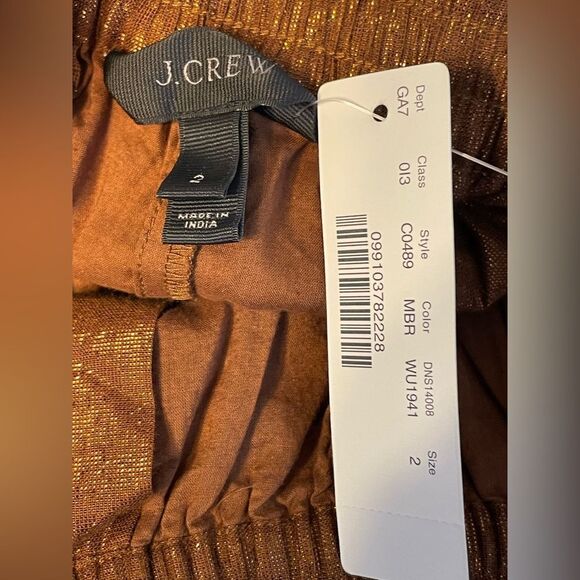 J Crew Pull On Pants Copper Metallic Cotton Blend Size 2 - Picture 7 of 9